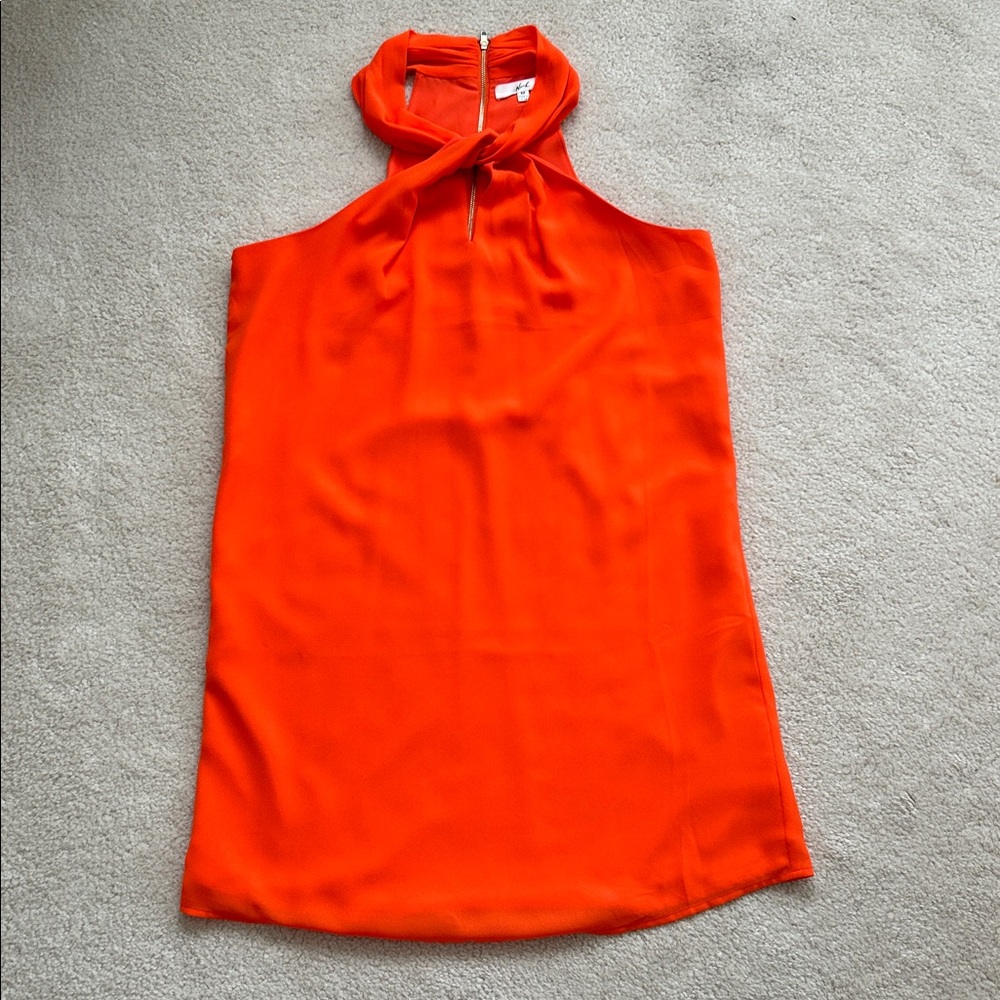 Flowy Orange Halter-Neck Midi Dress - Size M